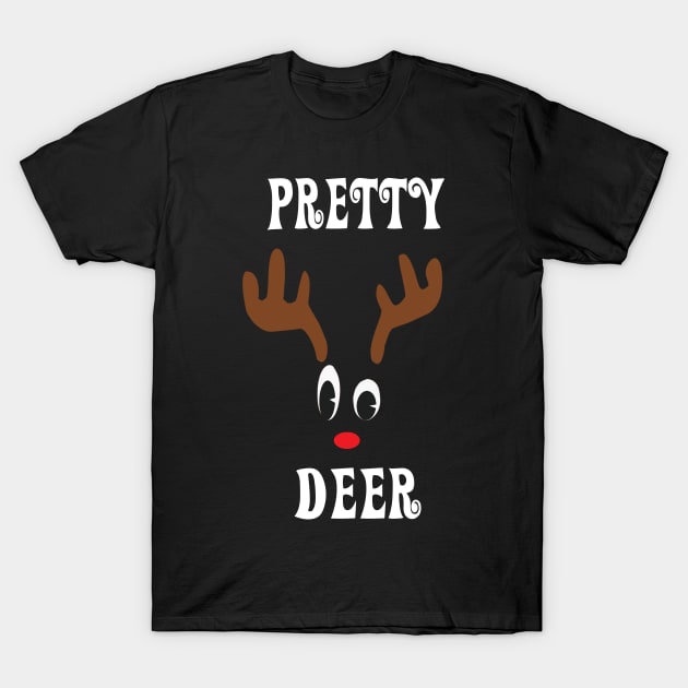 Pretty Reindeer Deer Red nosed Christmas Deer Hunting Hobbies Interests T-Shirt by familycuteycom
